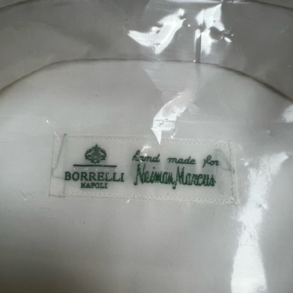 Borrelli NWT Solid White Dress Shirt 17.5 34/35 - Picture 6 of 7